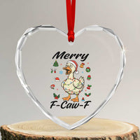 Merry F Caw F Goose Heart Crystal Glass Ornament Funny Rebellious Christmas Gift - Wonder Print Shop