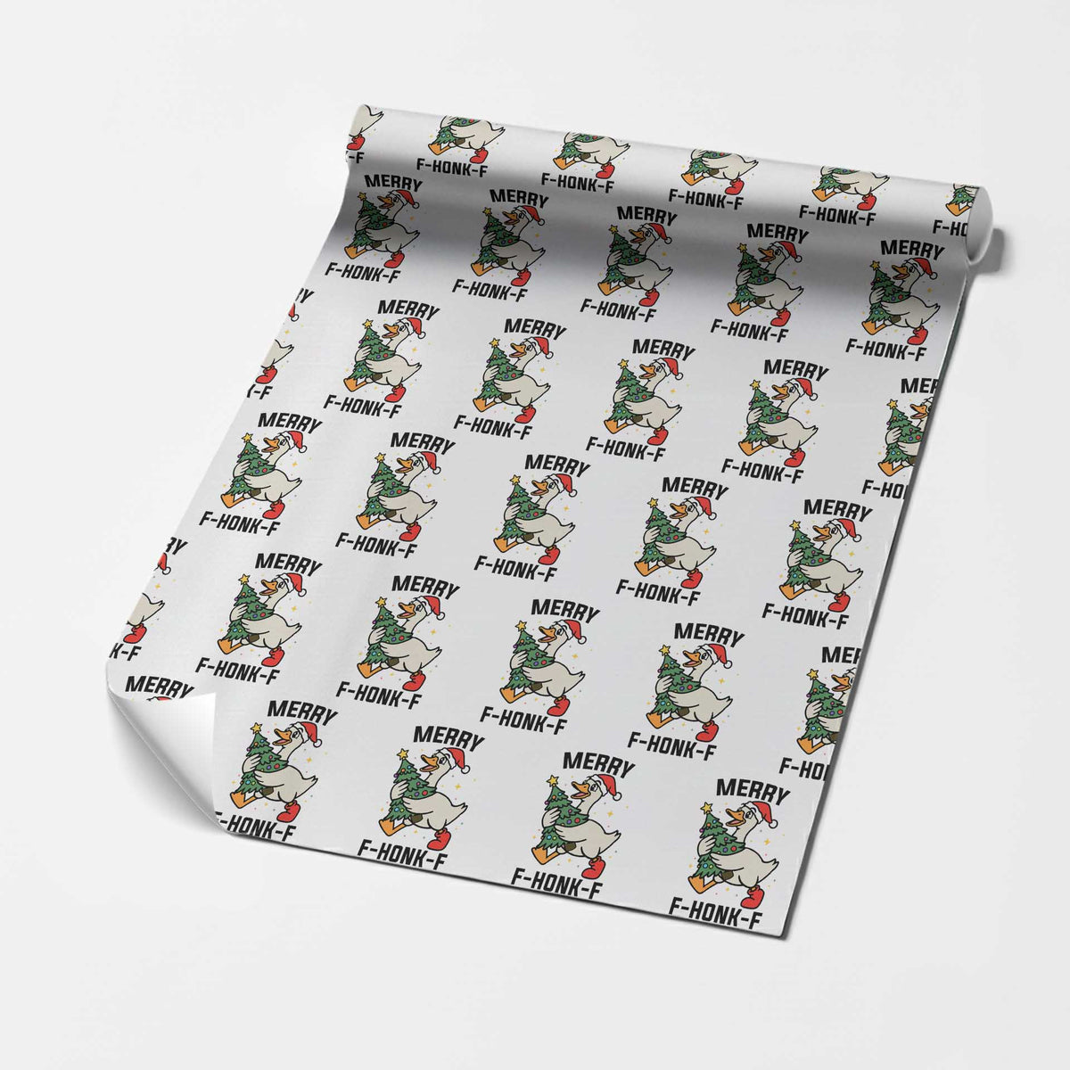 Merry F Caw F Goose Wrapping Paper Roll Funny Christmas Gift - Wonder Print Shop