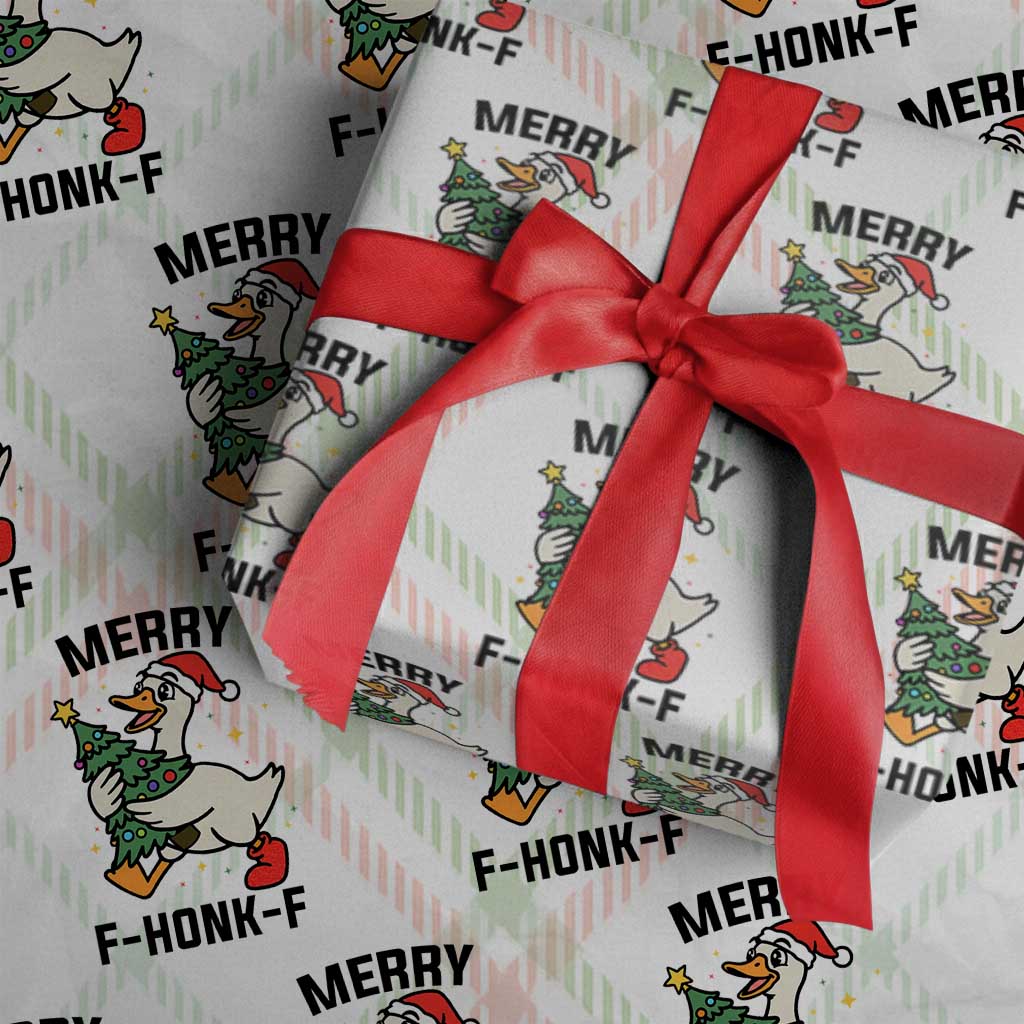 Merry F Caw F Goose Wrapping Paper Roll Funny Christmas Gift - Wonder Print Shop