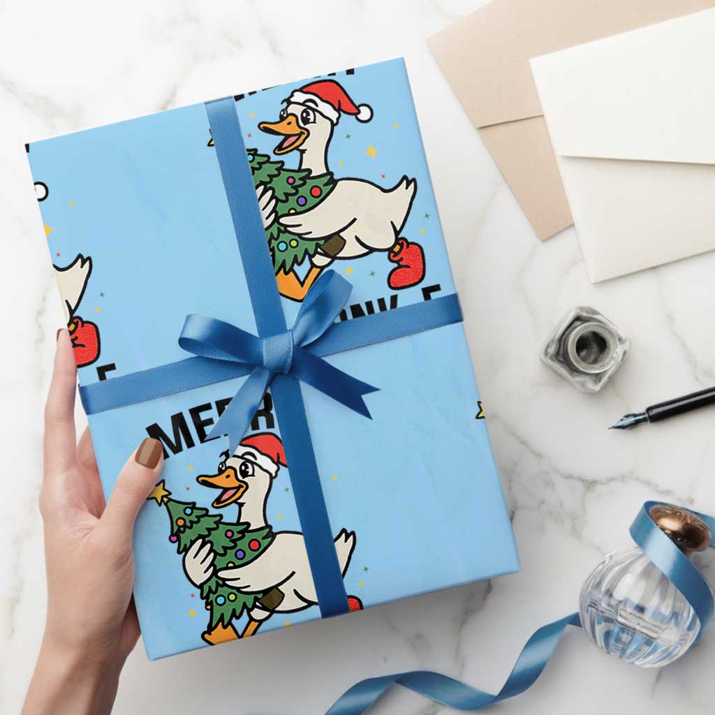 Merry F Caw F Goose Wrapping Paper Roll Funny Christmas Gift - Wonder Print Shop