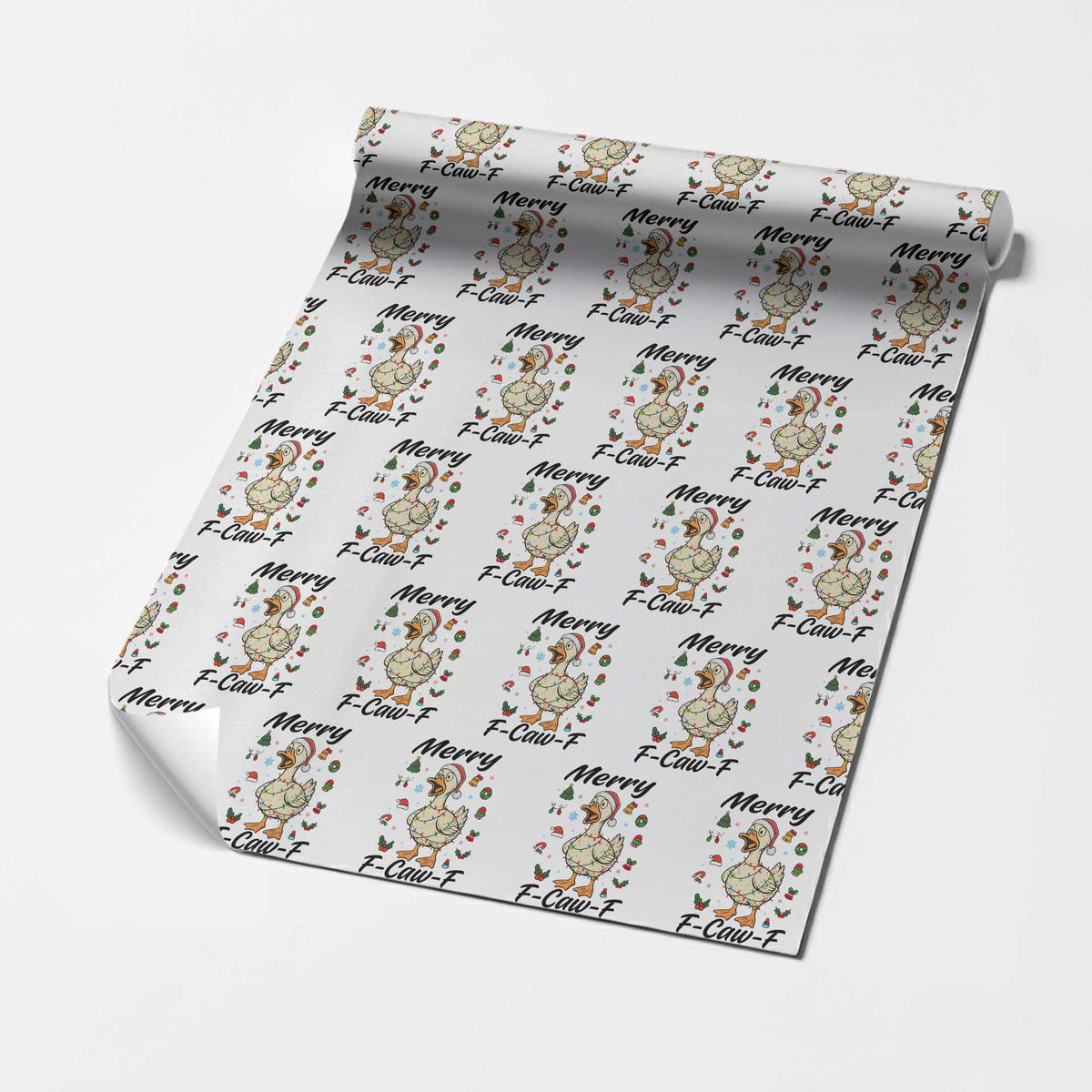 Merry F Caw F Goose Wrapping Paper Roll Funny Rebellious Christmas Gift - Wonder Print Shop