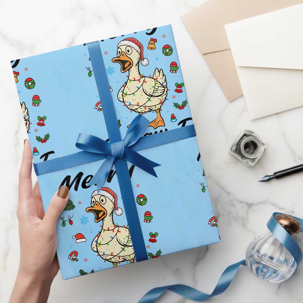 Merry F Caw F Goose Wrapping Paper Roll Funny Rebellious Christmas Gift - Wonder Print Shop