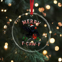 Merry F Caw F Raven Lover Crystal Glass Ornament Funny Holidays Gift - Wonder Print Shop