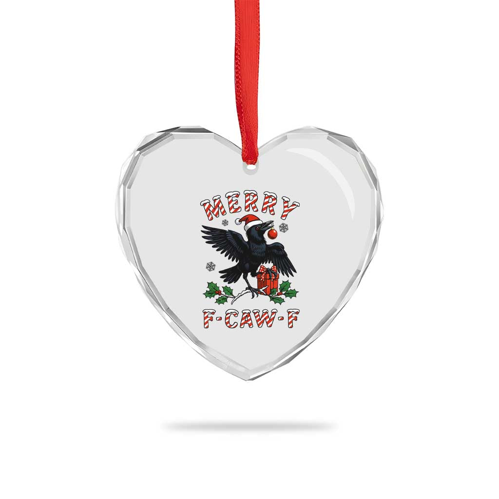 Merry F Caw F Raven Lover Heart Crystal Glass Ornament Funny Holidays Gift - Wonder Print Shop