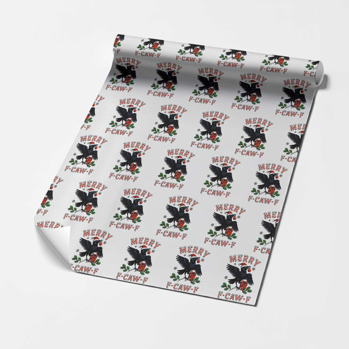 Merry F Caw F Raven Lover Wrapping Paper Roll Funny Holidays Gift - Wonder Print Shop
