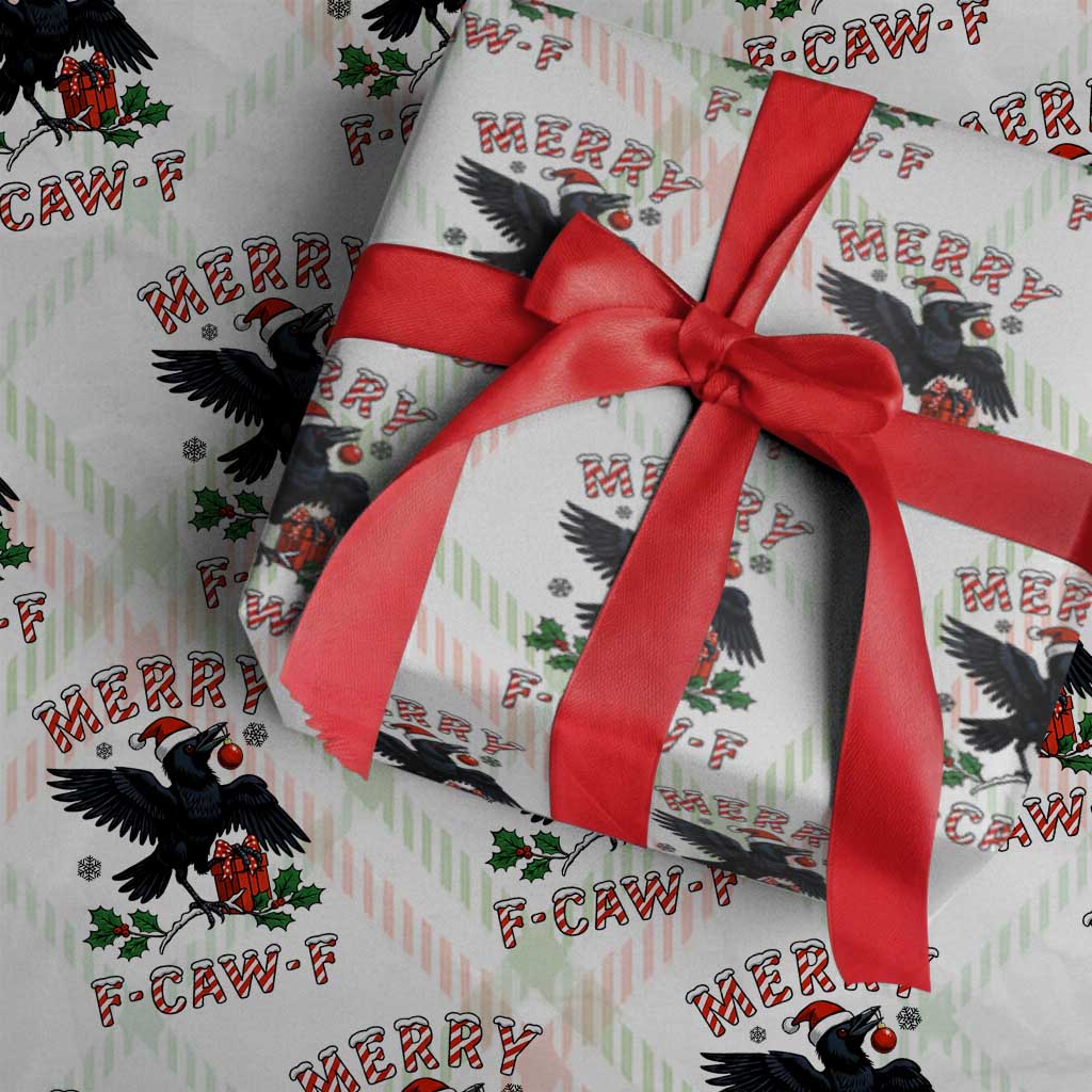 Merry F Caw F Raven Lover Wrapping Paper Roll Funny Holidays Gift - Wonder Print Shop