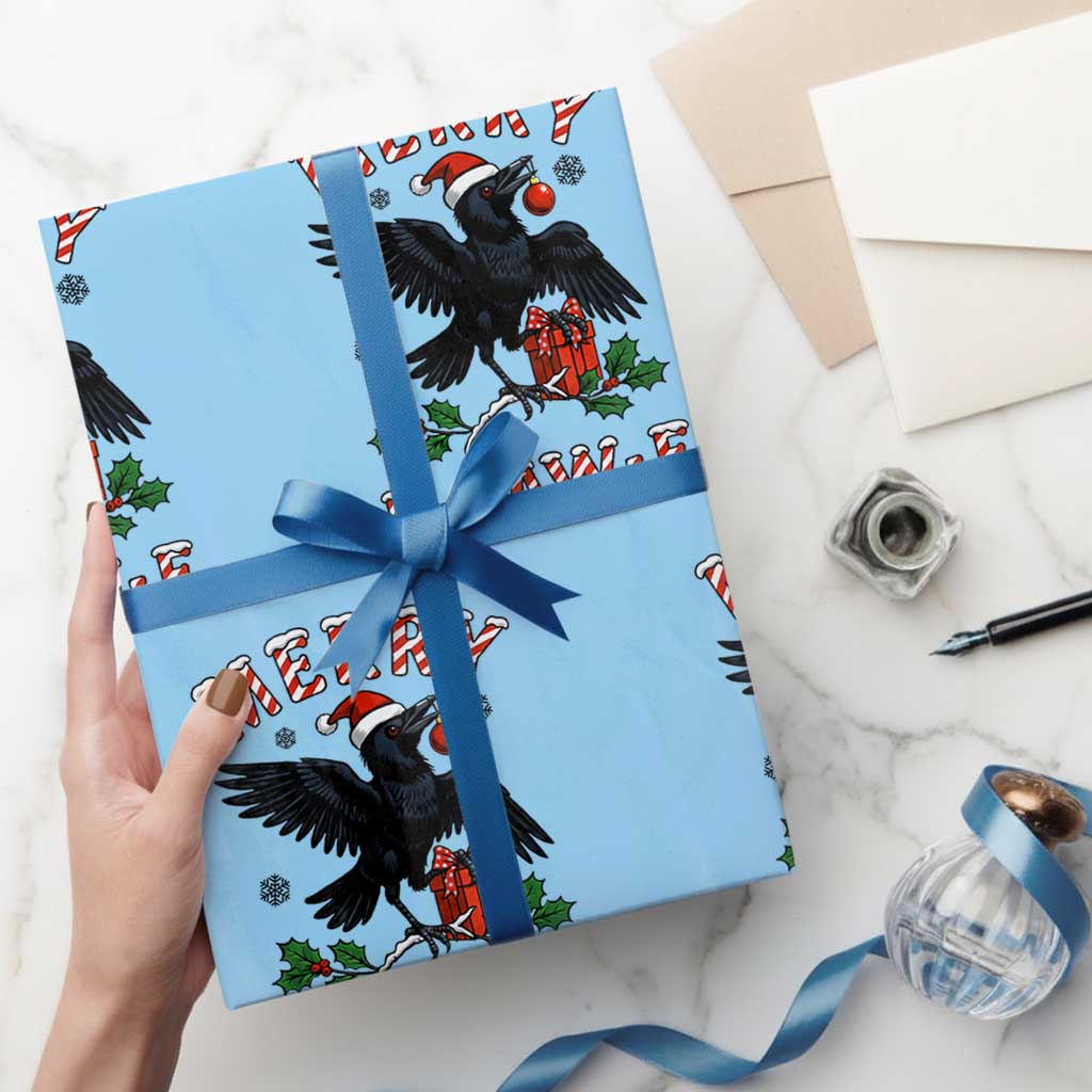 Merry F Caw F Raven Lover Wrapping Paper Roll Funny Holidays Gift - Wonder Print Shop