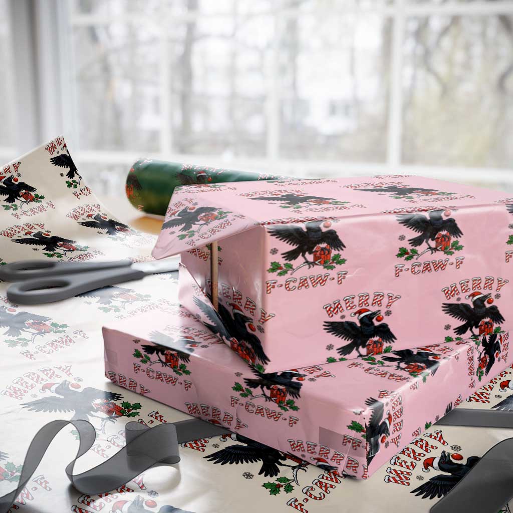 Merry F Caw F Raven Lover Wrapping Paper Roll Funny Holidays Gift - Wonder Print Shop