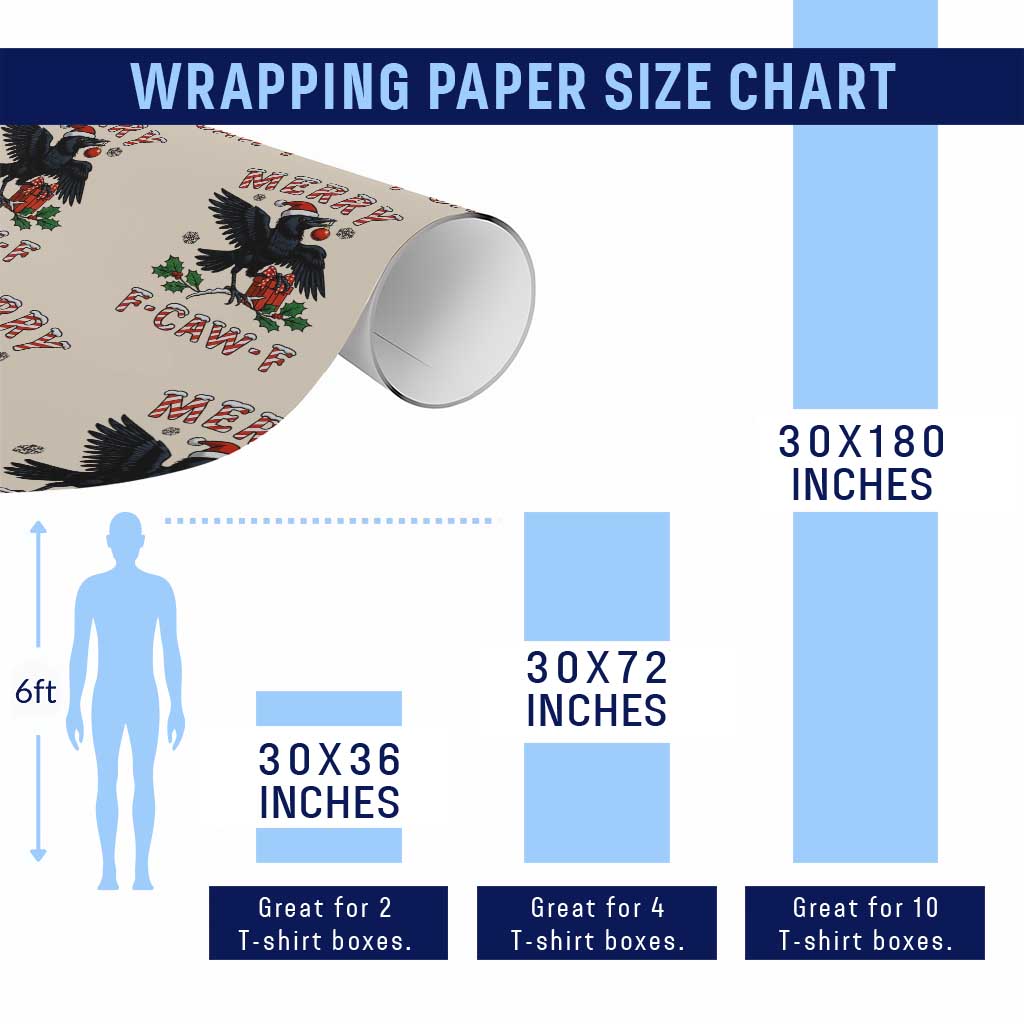 Merry F Caw F Raven Lover Wrapping Paper Roll Funny Holidays Gift - Wonder Print Shop