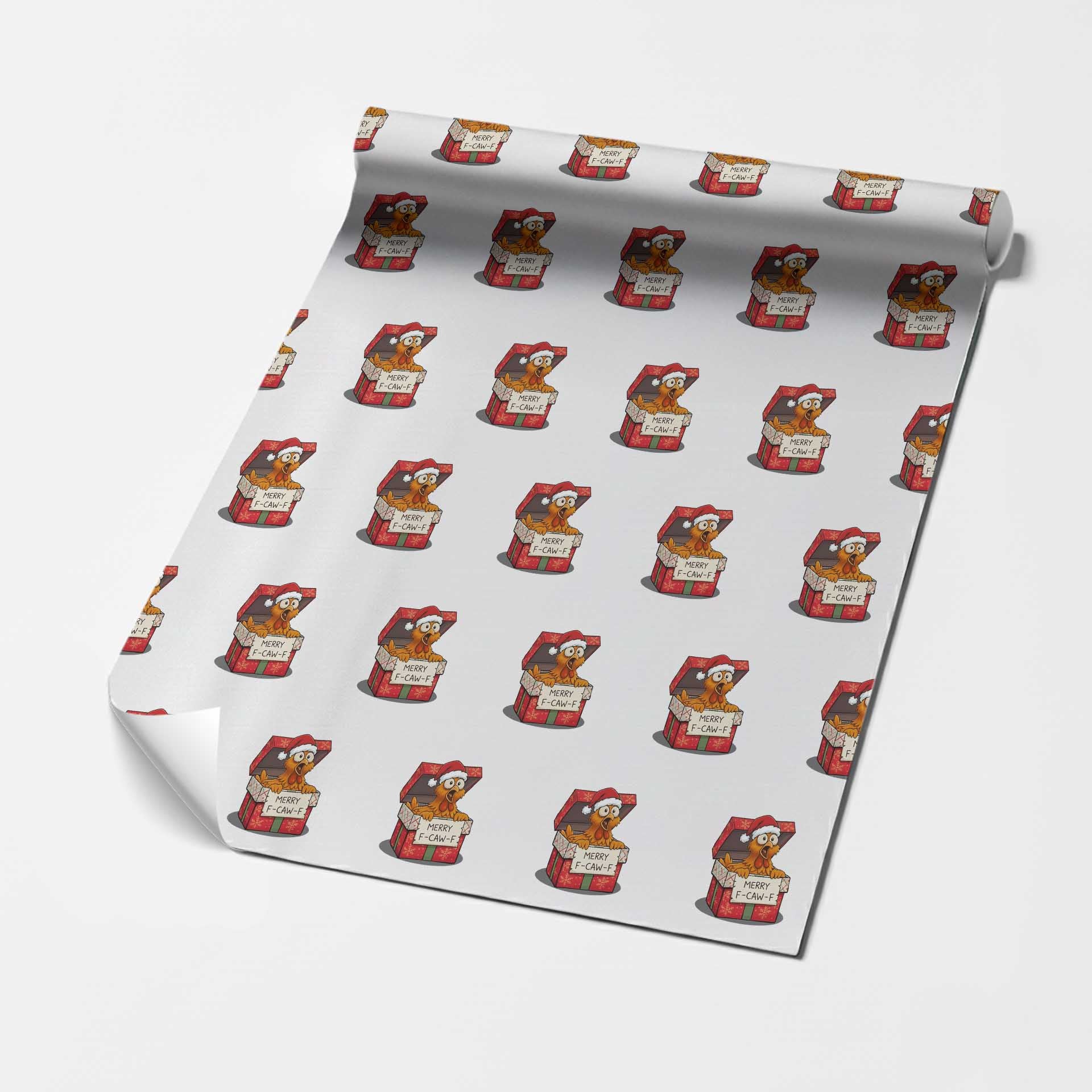 Merry F Caw F Santa Chicken Wrapping Paper Roll Funny Christmas Gift - Wonder Print Shop
