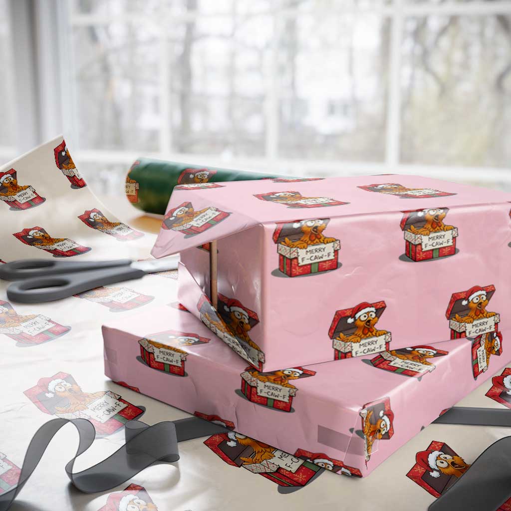 Merry F Caw F Santa Chicken Wrapping Paper Roll Funny Christmas Gift - Wonder Print Shop