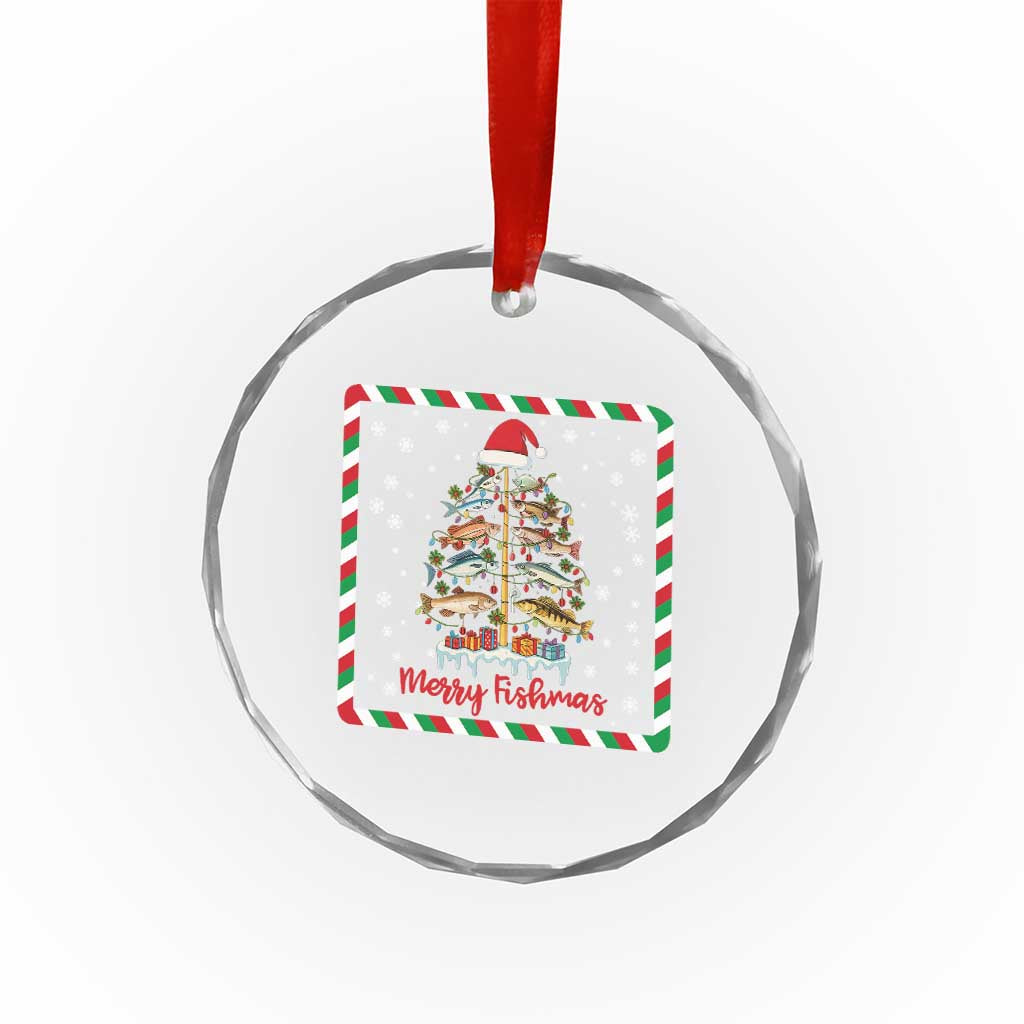 Merry Fishmas Crystal Glass Ornament Funny Xmas Fishing Lover Gift TS12