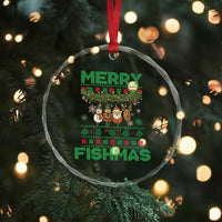 Merry Fishmas Ugly Sweater Crystal Glass Ornament Funny Fishing Holiday Gift TS12