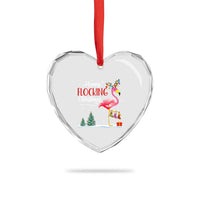 Merry Flocking Xmas Pink Flamingo Heart Crystal Glass Ornament - Wonder Print Shop