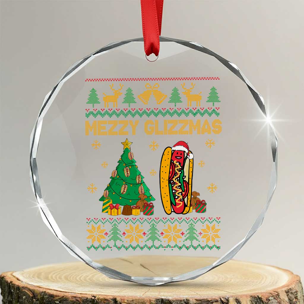 Merry Glizzmas Crystal Glass Ornament Funny Hotdog Xmas Tree Hot Ugly Christmas - Wonder Print Shop