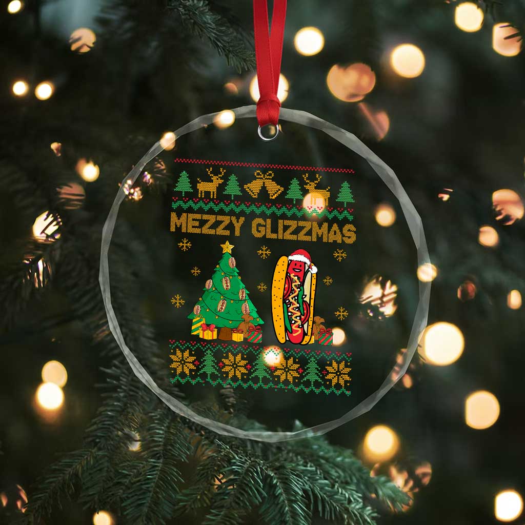 Merry Glizzmas Crystal Glass Ornament Funny Hotdog Xmas Tree Hot Ugly Christmas - Wonder Print Shop