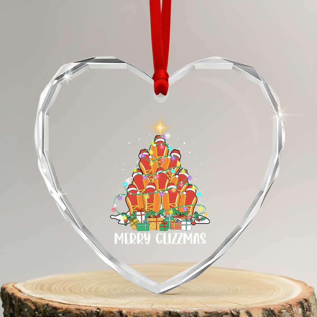 Merry Glizzmas Heart Crystal Glass Ornament Funny Hotdog Christmas Tree - Wonder Print Shop
