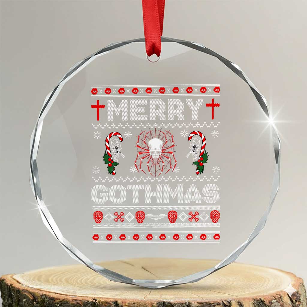 Merry Gothmas Goth Xmas Spider Skulls Crystal Glass Ornament TS09