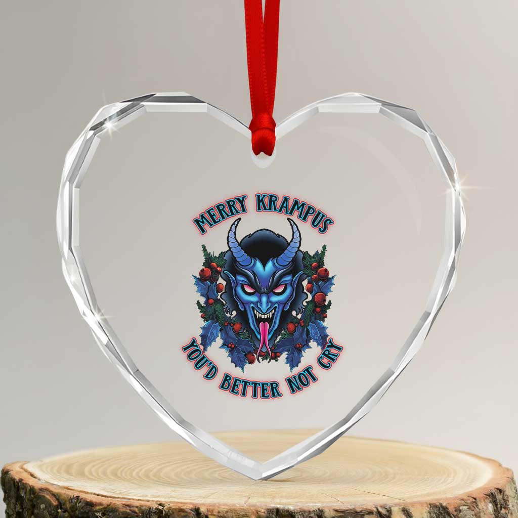 Merry Krampus Heart Crystal Glass Ornament You'd Better Not Cry Horor Xmas - Wonder Print Shop