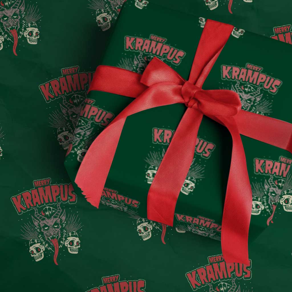 Merry Krampus Xmas Wrapping Paper Roll Naughty Psychobilly Horror