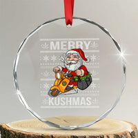Merry Kushmas Crystal Glass Ornament Ugly Santa Smoking Cannabis Weed 420 Xmas TS09