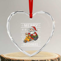 Merry Kushmas Heart Crystal Glass Ornament Ugly Santa Smoking Cannabis Weed 420 Xmas - Wonder Print Shop