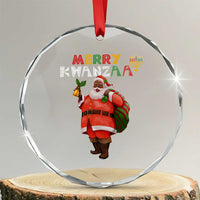 Merry Kwanzaa African American Xmas Santa Crystal Glass Ornament TS09