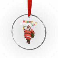 Merry Kwanzaa African American Xmas Santa Crystal Glass Ornament TS09