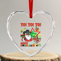 Merry Kwanzaa Black Santa Cowboy Heart Crystal Glass Ornament African Heritage Celebration Gift - Wonder Print Shop