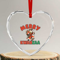 Merry Kwanzaa Cowboy Black Santa Heart Crystal Glass Ornament African American Christmas Gift - Wonder Print Shop