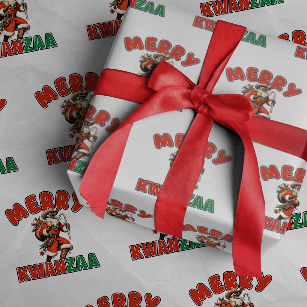 Merry Kwanzaa Cowboy Black Santa Wrapping Paper Roll African American Christmas Gift - Wonder Print Shop