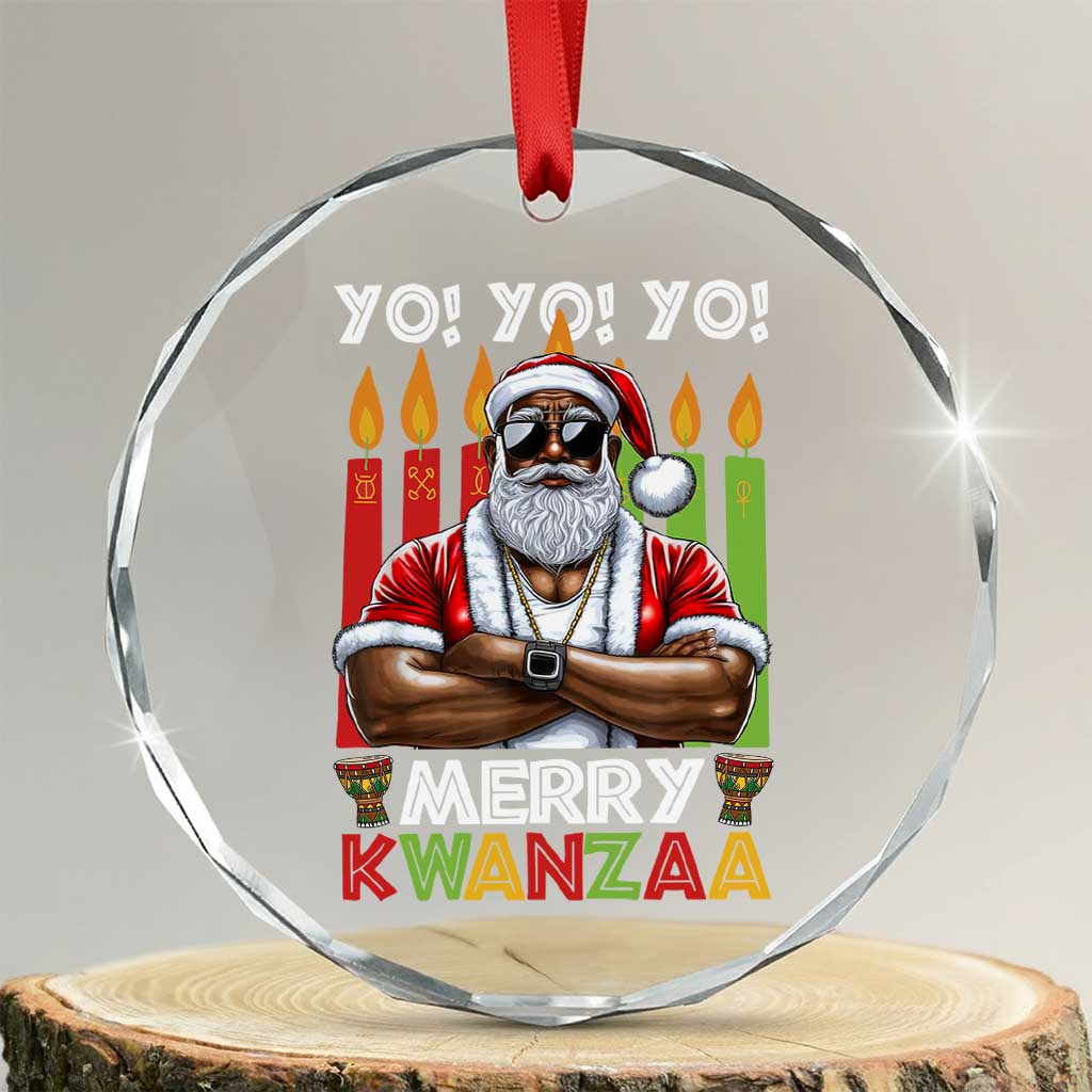Merry Kwanzaa Crystal Glass Ornament African American Santa Black Christmas TS09