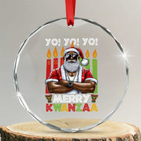 Merry Kwanzaa Crystal Glass Ornament African American Santa Black Christmas TS09
