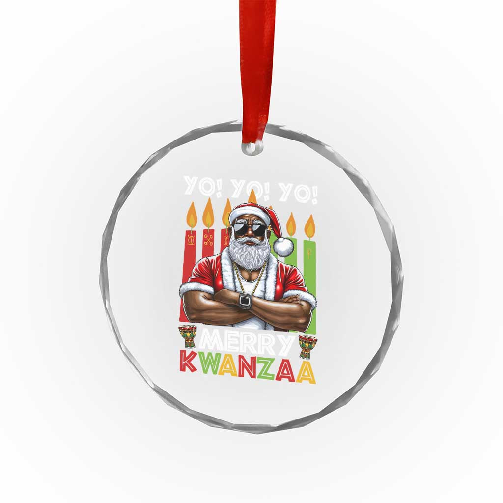 Merry Kwanzaa Crystal Glass Ornament African American Santa Black Christmas TS09