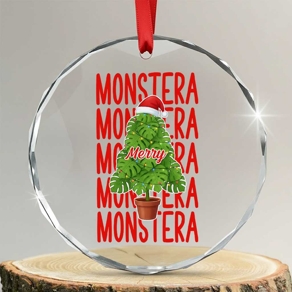 Merry Monstera Crystal Glass Ornament Plant Lover Christmas Gift - Wonder Print Shop
