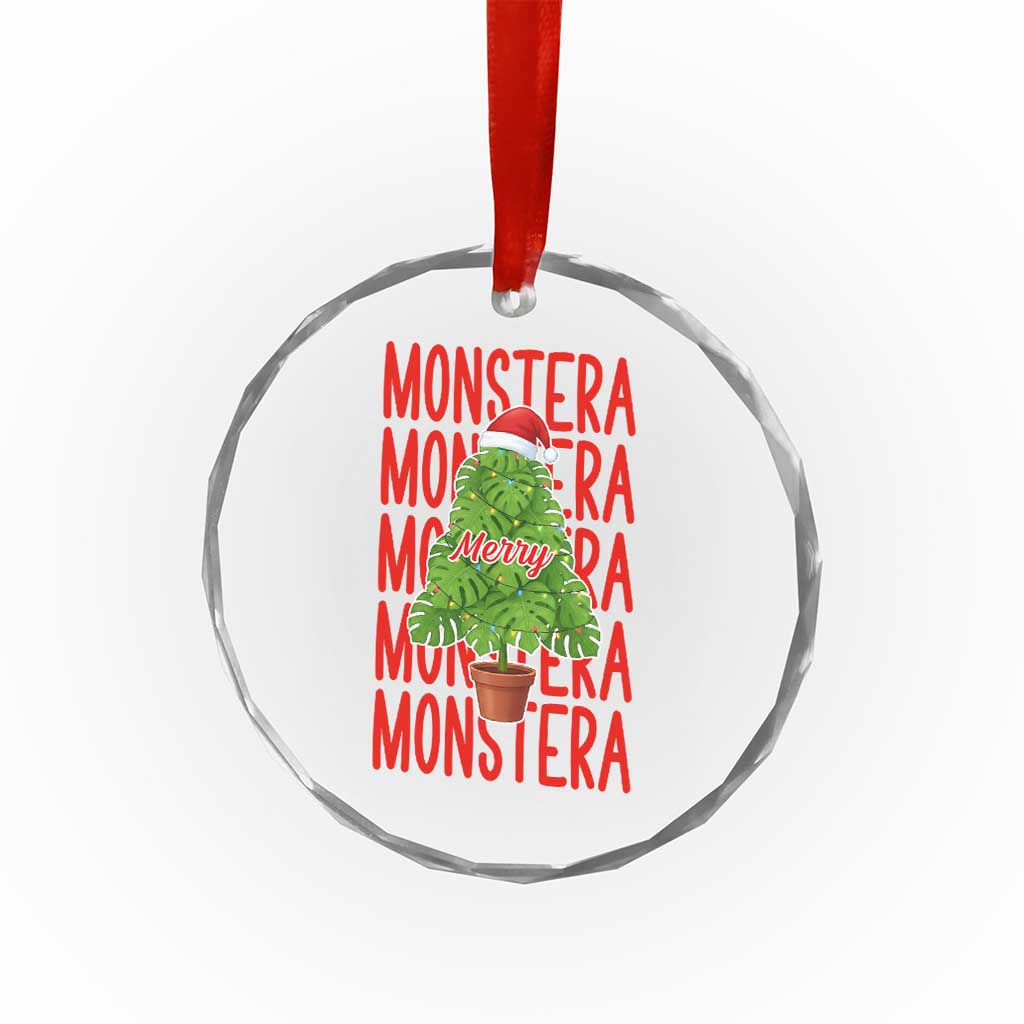 Merry Monstera Crystal Glass Ornament Plant Lover Christmas Gift - Wonder Print Shop