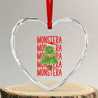 Merry Monstera Heart Crystal Glass Ornament Plant Lover Christmas Gift - Wonder Print Shop
