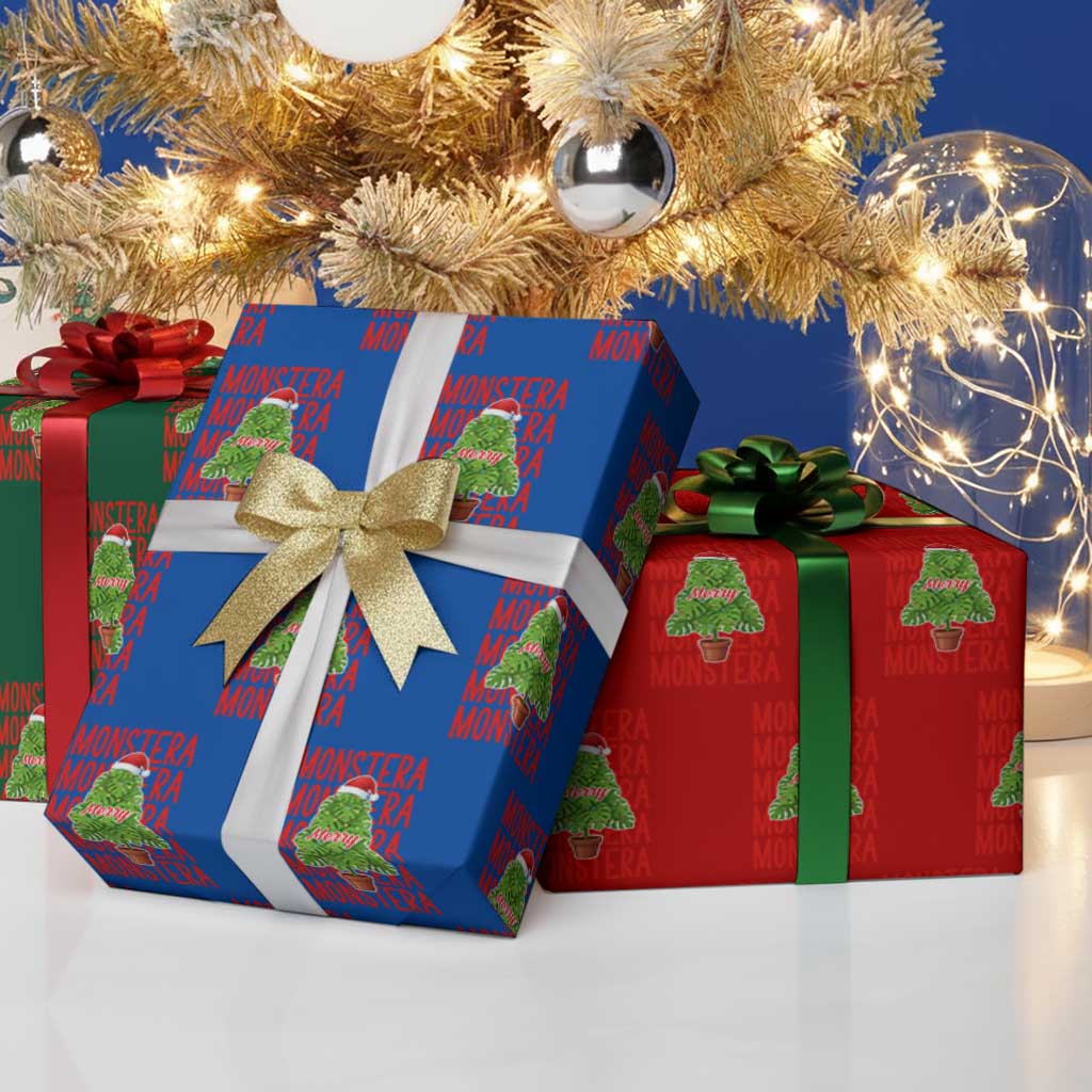 Merry Monstera Wrapping Paper Roll Plant Lover Xmas Gift - Wonder Print Shop