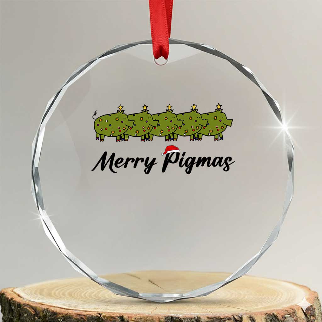 Merry Pigmas Crystal Glass Ornament Holiday Gift For Pig Lovers - Wonder Print Shop
