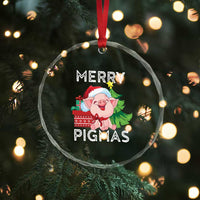 Merry Pigmas Cute Pig Santa Xmas Farmer Crystal Glass Ornament TS09