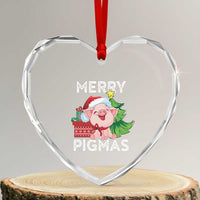 Merry Pigmas Cute Pig Santa Xmas Farmer Heart Crystal Glass Ornament - Wonder Print Shop