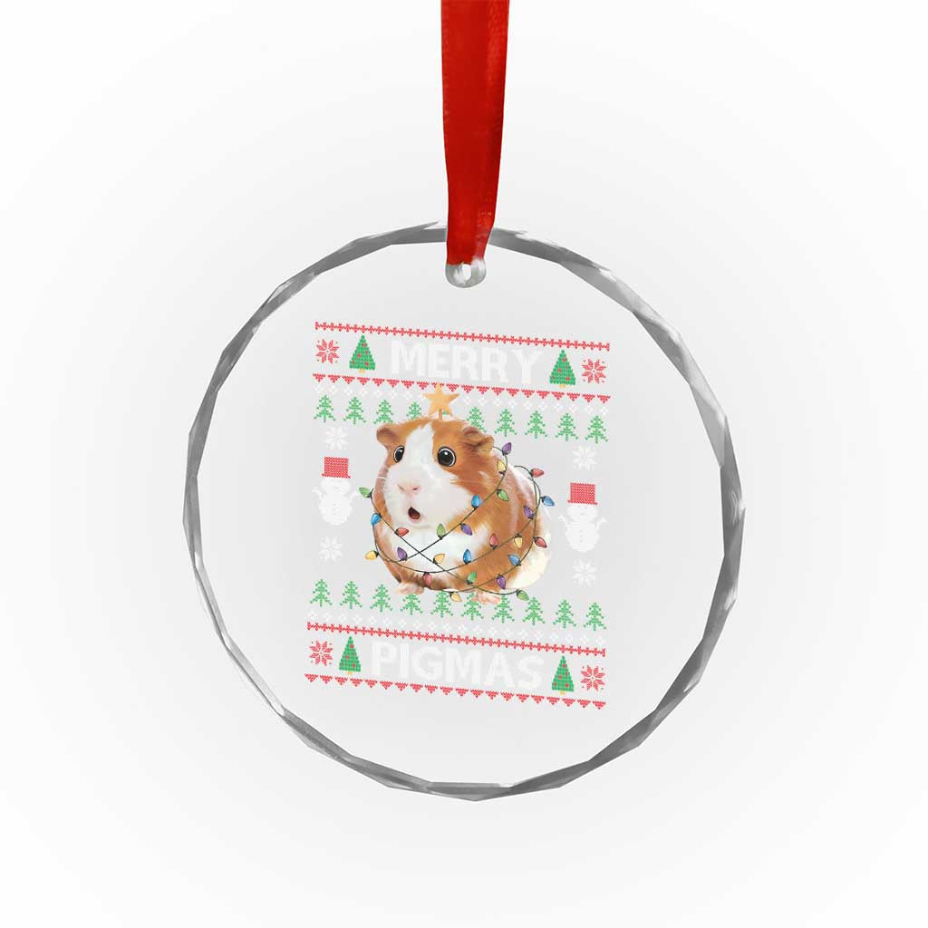 Merry Pigmas Ugly Christmas Crystal Glass Ornament Guinea Pig Lover - Wonder Print Shop