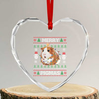 Merry Pigmas Ugly Christmas Heart Crystal Glass Ornament Guinea Pig Lover - Wonder Print Shop