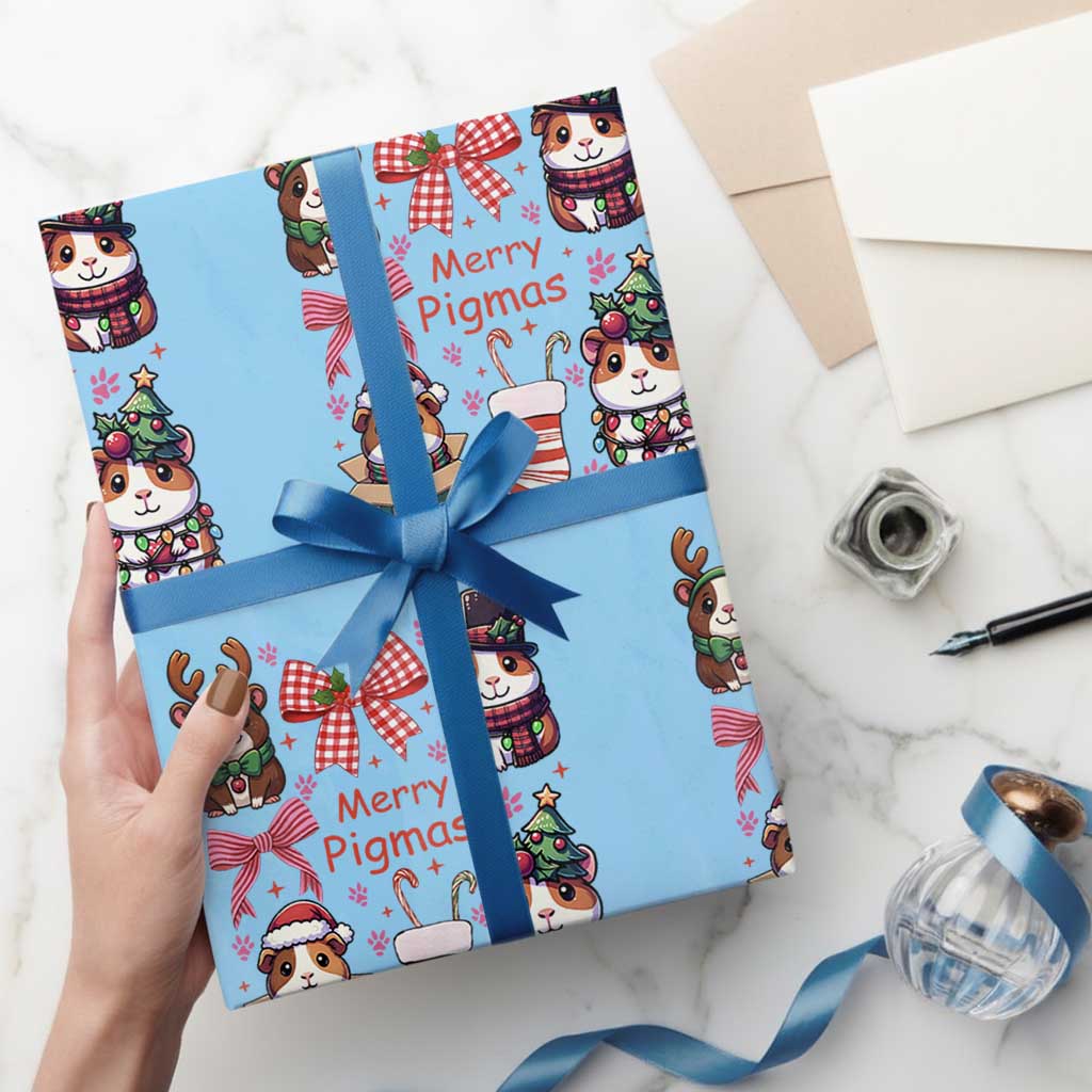 Merry Pigmas Wrapping Paper Roll Funny Guinea Pig Cavy Lover Holiday Gift - Wonder Print Shop