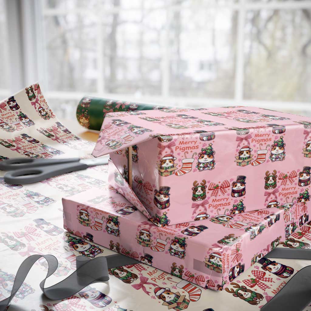 Merry Pigmas Wrapping Paper Roll Funny Guinea Pig Cavy Lover Holiday Gift - Wonder Print Shop