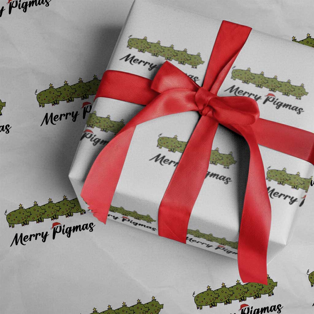 Merry Pigmas Wrapping Paper Roll Holiday Gift For Pig Lovers - Wonder Print Shop