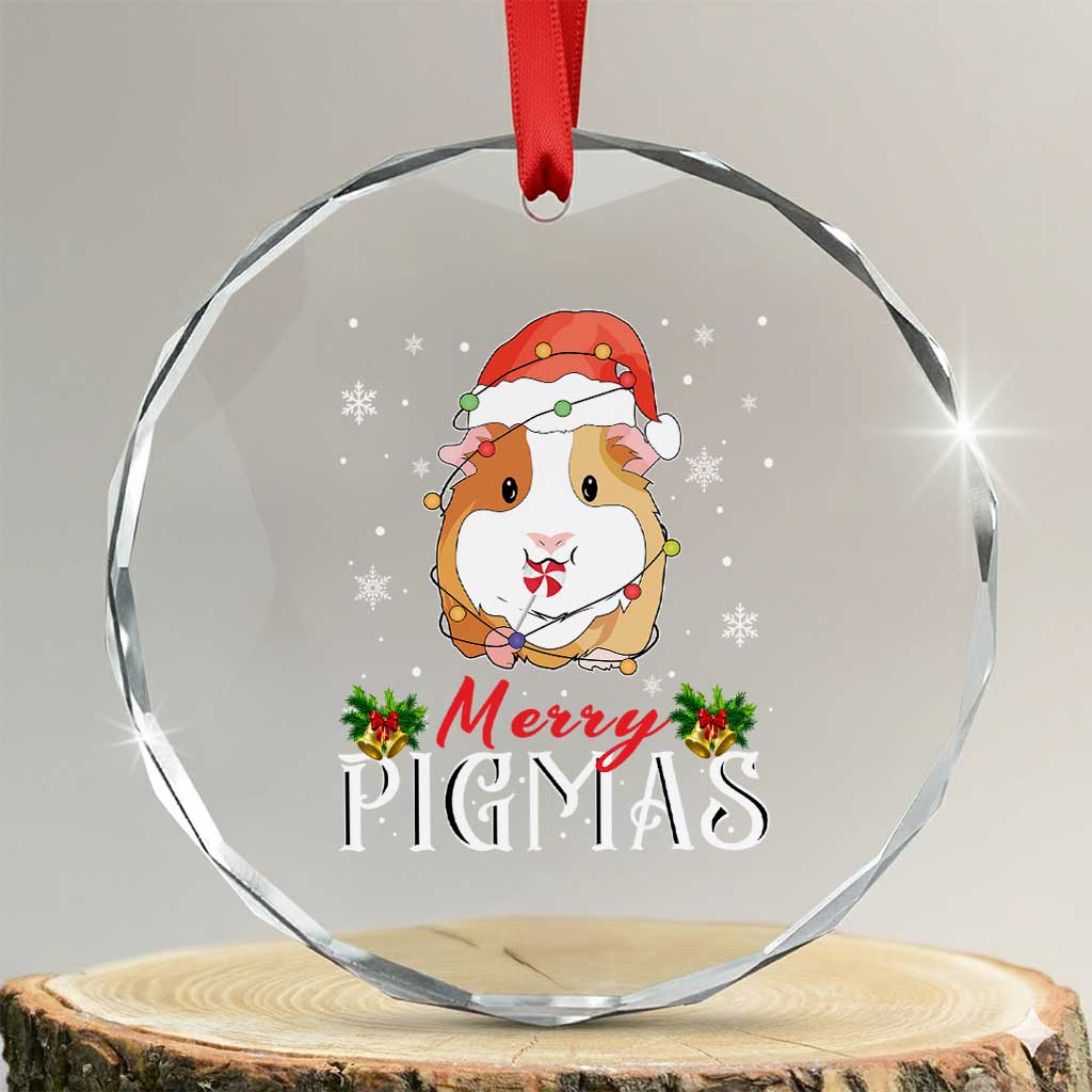 Merry Pigmas Xmas Cute Guinea Pig Crystal Glass Ornament TS09