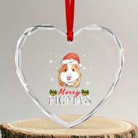 Merry Pigmas Xmas Cute Guinea Pig Heart Crystal Glass Ornament - Wonder Print Shop