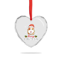Merry Pigmas Xmas Cute Guinea Pig Heart Crystal Glass Ornament - Wonder Print Shop