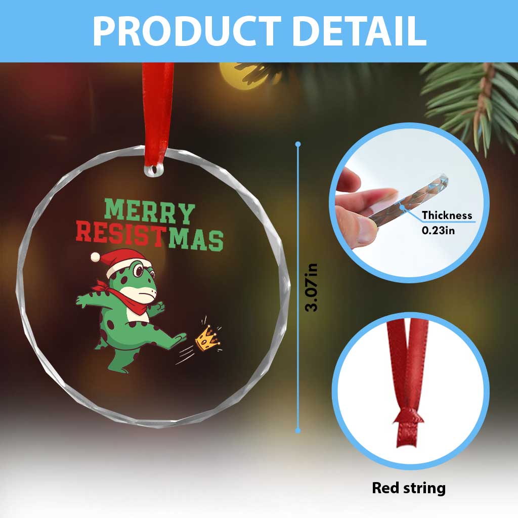 Merry Resistmas Frog Christmas Crystal Glass Ornament - Wonder Print Shop